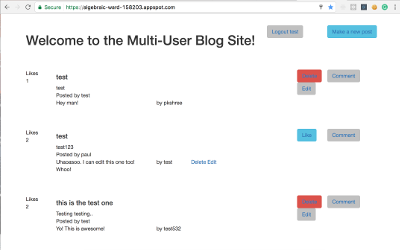 Multi User Blog Webpage